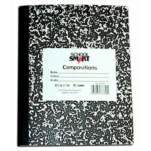 School Smart 086768 Unruled Composition Book - 100 Leaves; 9-3 & 4 x 7-1 & 2 In; 15 Lb; 200 Sheets; White Paper; Black Marble Cover 86768 - main